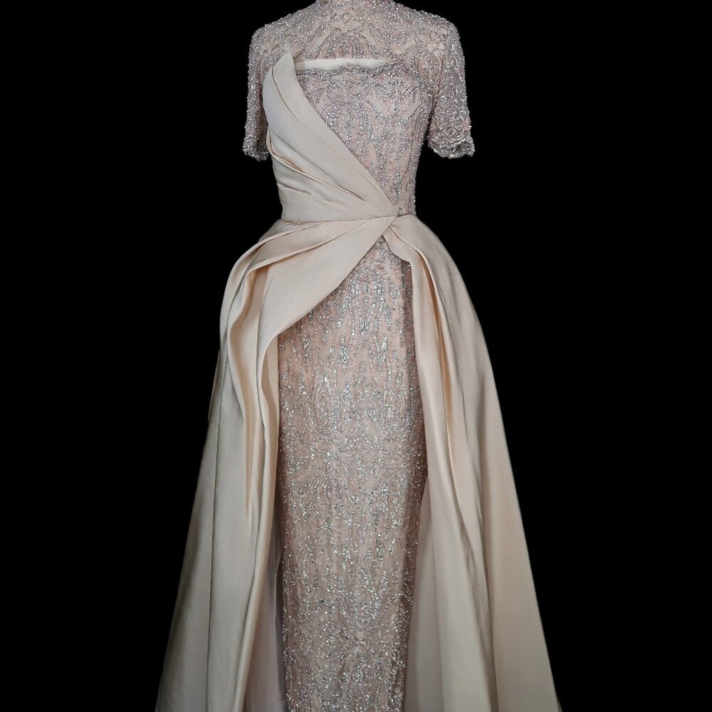 Custom Anna Augusta Nude Evening Maxi Dress